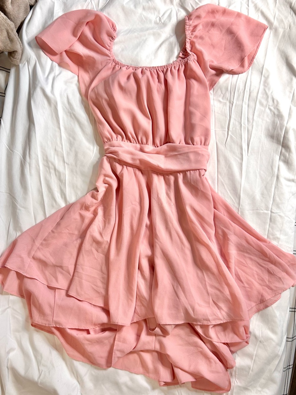 Women's Blush Pink Off-Shoulder Mini Dress